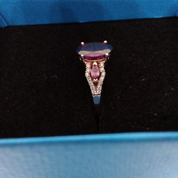genuine grape garnets & pink sapphires, solid 10k rose gold, size 5.5 - Picture 10 of 12